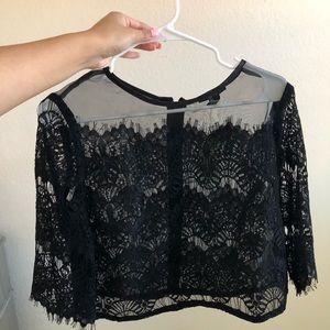 New Black Lace Crop Top